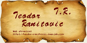 Teodor Ranitović vizit kartica
